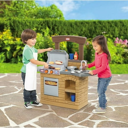 Little Tikes Cook 'n Play 12-Piece BBQ Playset with Oven, Tan, for Ages 3 to 5 Years