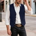 thumbnail image 6 of TOWED22 Men's Suede Leather Vest Casual Cowboy Western Vests Mens Waistcoat(Navy,XXXL), 6 of 9