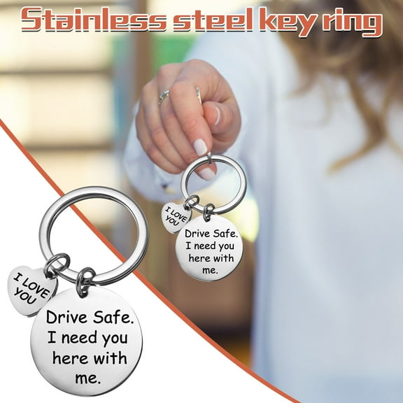 Drive Safe Keychain for Him, I Love you Keychain for Boyfriend Birthday Christmas Gifts for Boyfriend Him, Fathers Day Gift (I Need You Here with Me)