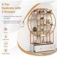 thumbnail image 6 of 6-Tier Round Bookshelf with 2 Drawers, 71" Tall Metal Gold Book Case with Open Shelves, Modern Book Shelf, Floor Standing Display Shelving Bookcase, 6 of 9