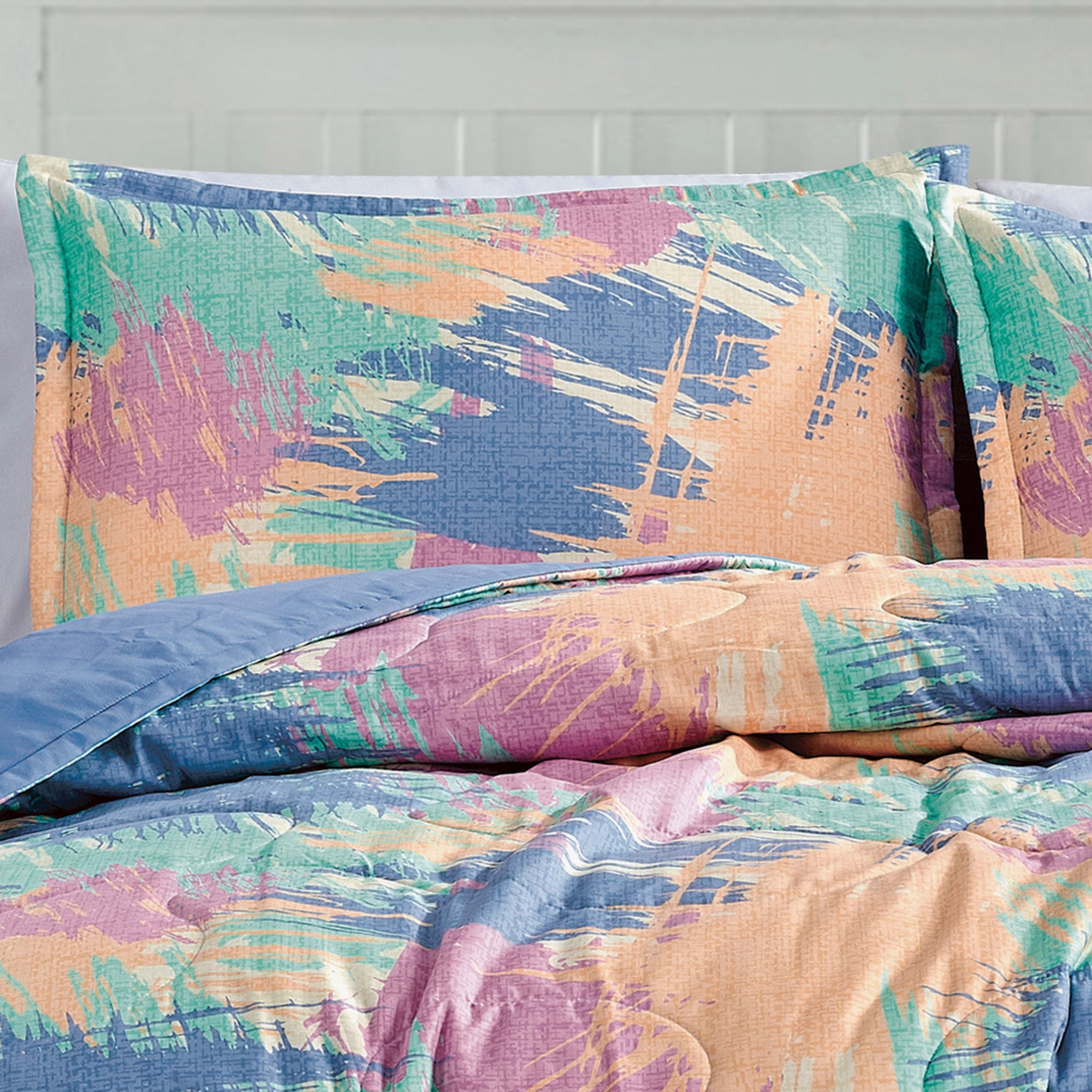 Pastel Splash Watercolor 3 Piece Reversible Bedspread Set,Queen