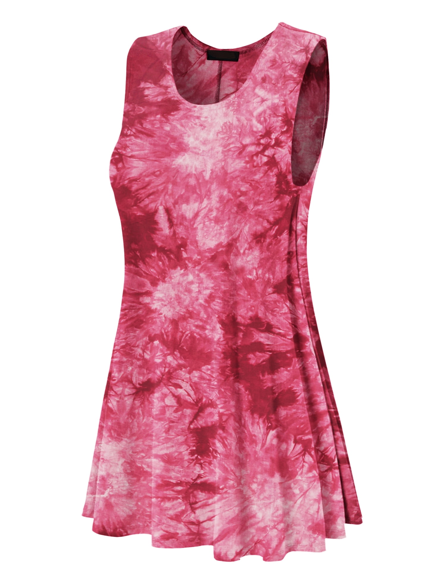 Made by Johnny MBJ WDR1077 Womens Tie Dye Round Neck Sleeveless Trapeze ...