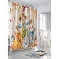 thumbnail image 3 of Scarecrows Pumpkins Thanksgiving Fall Shower Curtain, Farmhouse Autumn Leaves Bathroom Decor Curtains Set with Hooks, Waterproof Fabric Home Accessories， 72 X 84 Inch Extra Long, 3 of 6