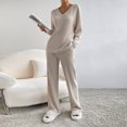 thumbnail image 4 of Conjunto de 2 piezas a juego para mujer trajes de salón holgados simples y elegantes de punto de Color sólido, 4 of 7