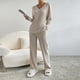 thumbnail image 4 of Conjunto de 2 piezas a juego para mujer trajes de salón holgados simples y elegantes de punto de Color sólido, 4 of 7