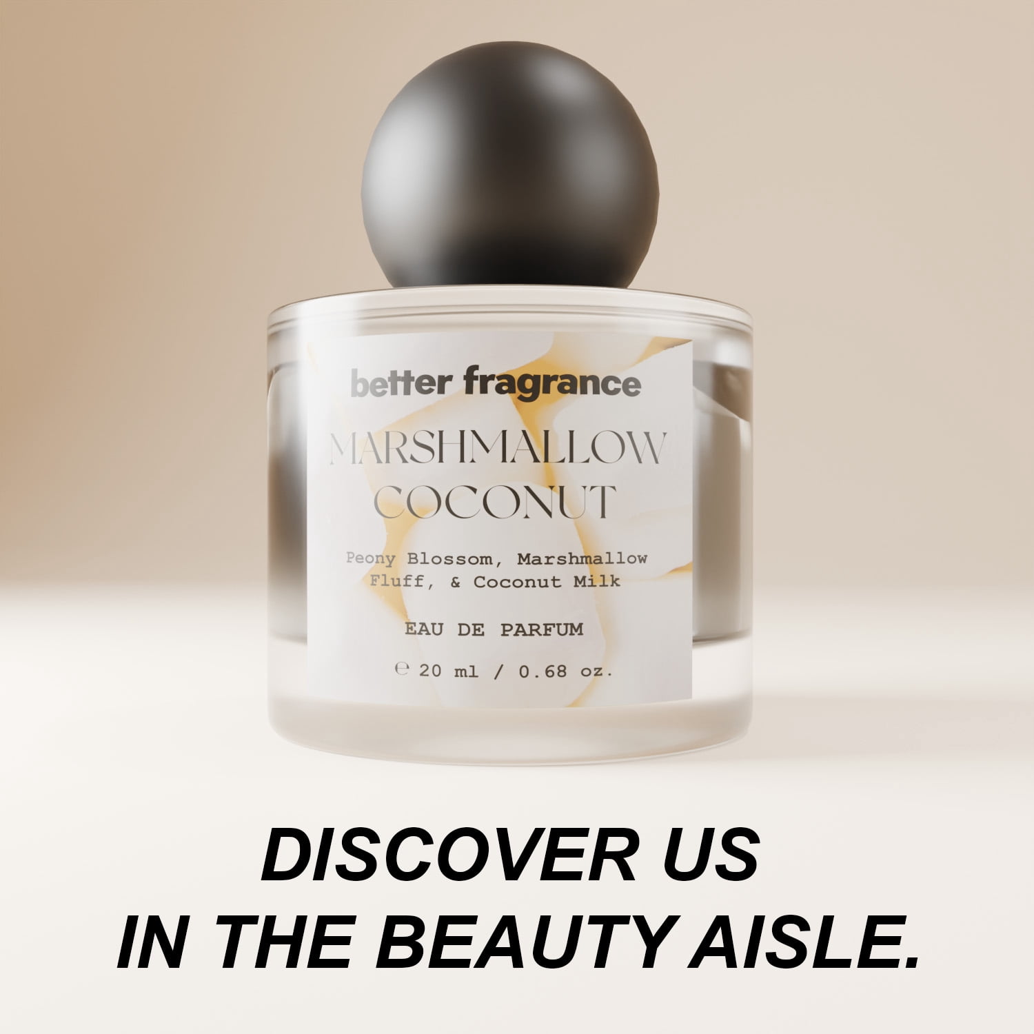 Better Fragrance Marshmallow Coconut Eau de Parfum for Women, Sweet Gourmand Perfume, Travel Size, 0.68 fl oz