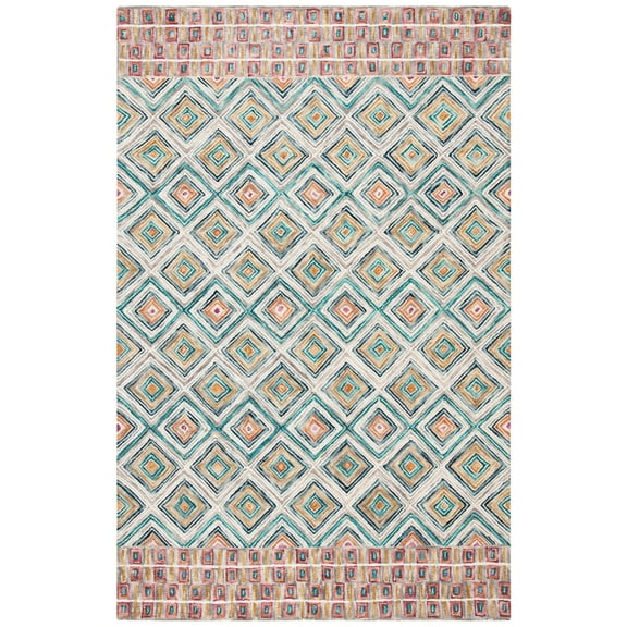 SAFAVIEH Aspen Maurice Geometric Wool Area Rug, Green/Red, 6' x 9'