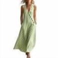 thumbnail image 7 of Snorda Women's Striped Dress Summer Round Neck Sleeveless Striped Solid Color Casual Dress Flowy Sundress Ideal for Daily Wear Beach Vacation & Party, 7 of 7