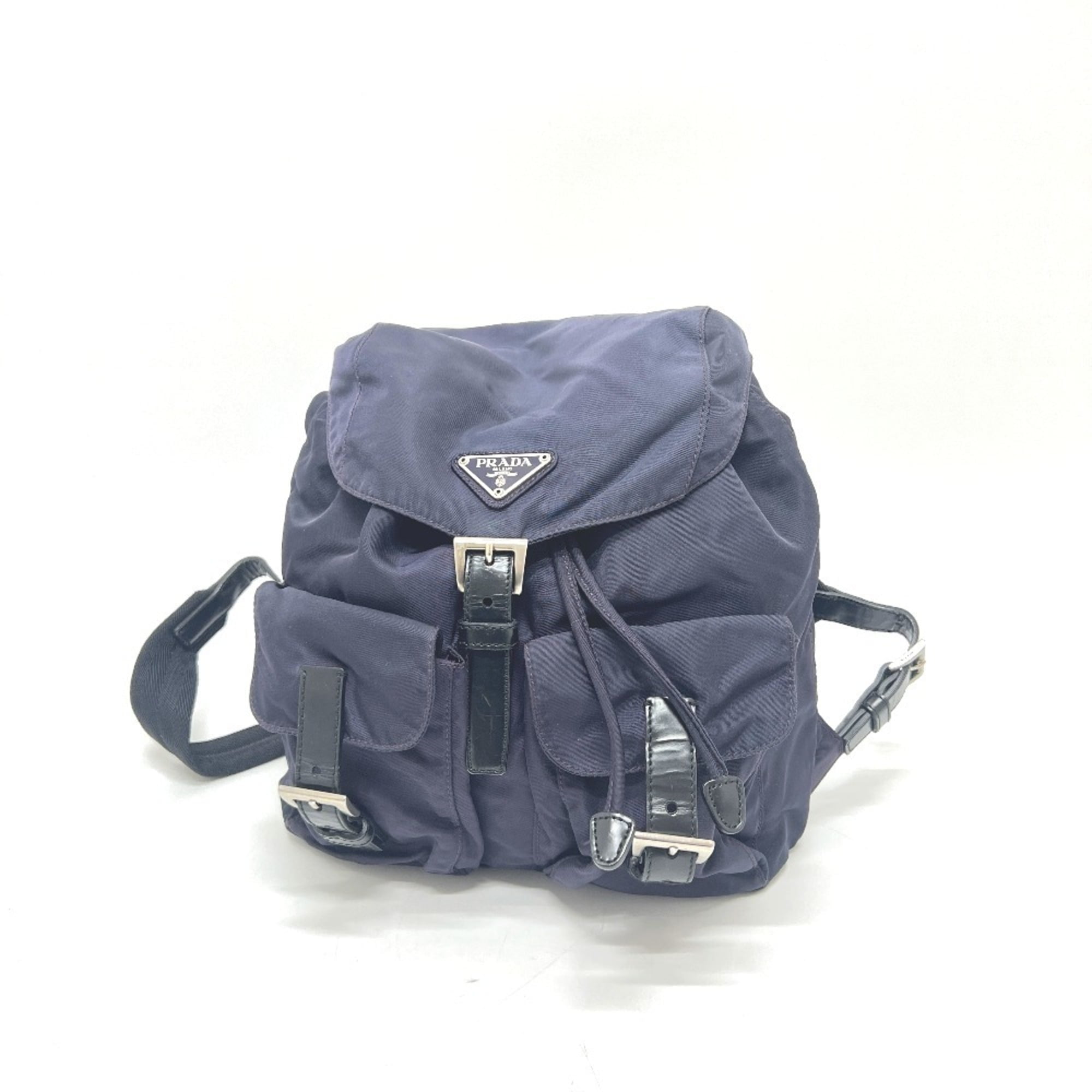Pre-Owned PRADA B6677 VELA Triangle Logo Plaque Backpack Nylon