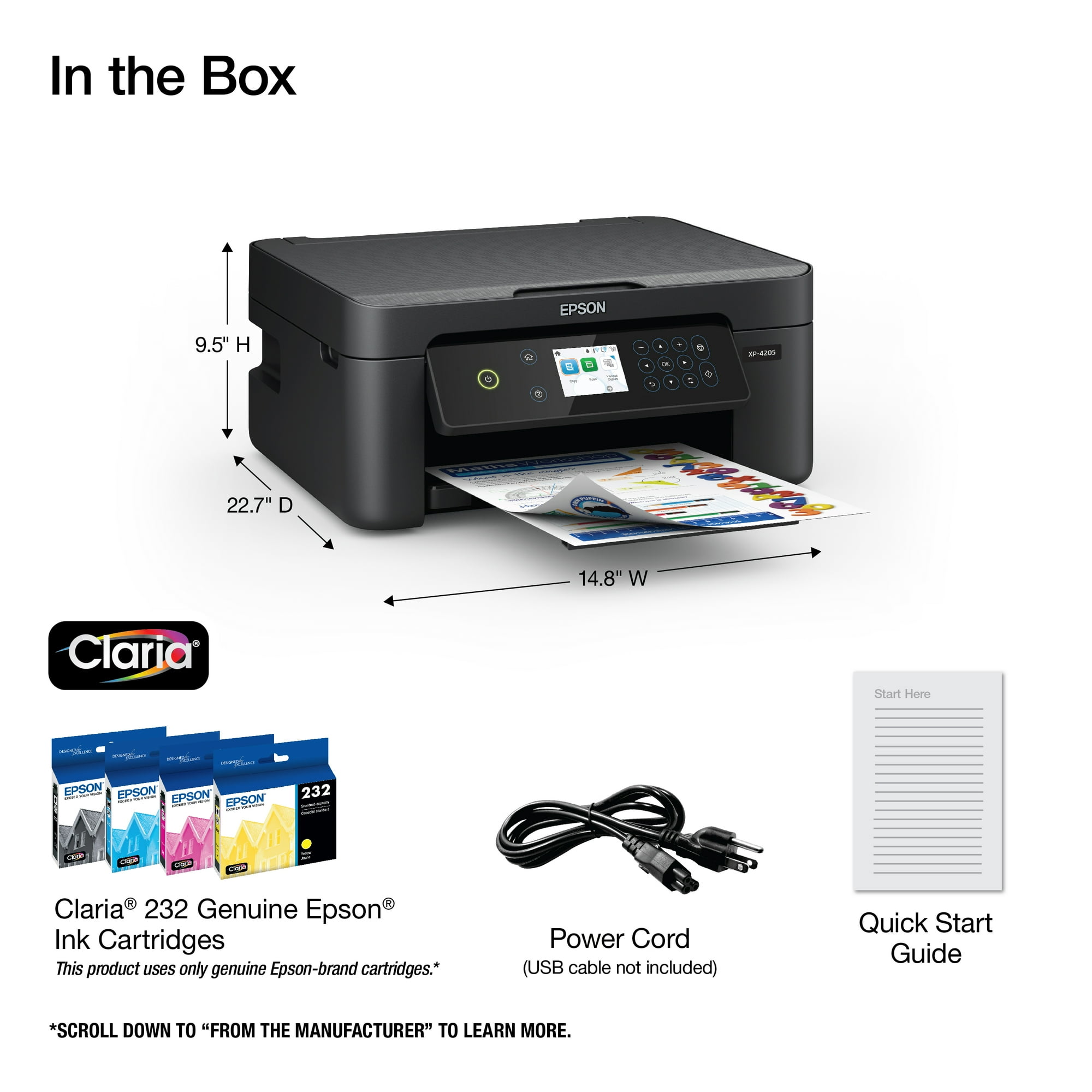 Epson Expression Home XP-4205 Wireless Color Printer with Scanner and Copier, Automatic 2-Sided Printing