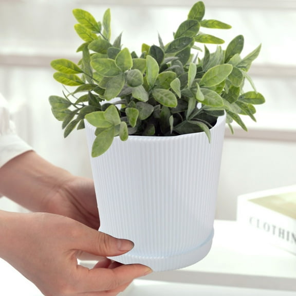 Ycandiee Planter Sets in Various Size, Plant Pots with Drainage Holes and Saucer, Durable Plastic Flower Pots, Small Indoor Pots for Plants Succulents and Herbs