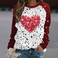 thumbnail image 2 of Penkiiy Ladies Round Neck 2025 Shirt Loose Long Sleeve Comfy Tshirt Valentine's Day Slim Plus Size Love Heart Printed Tops 3XL Red, 2 of 5