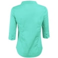thumbnail image 3 of KOGMO Womens Classic Solid 3/4 Sleeve Button Down Blouse Dress Shirt, 3 of 5