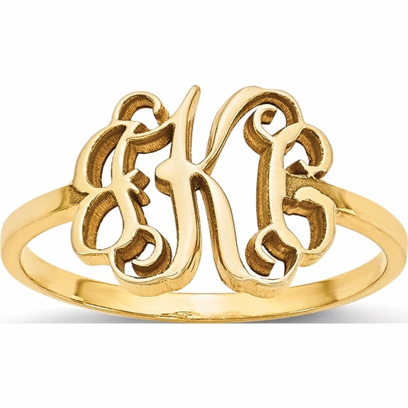 10K Yellow Gold 10Ky Polished Monogram Ring (Size 7) Made In United States 10xnr71y