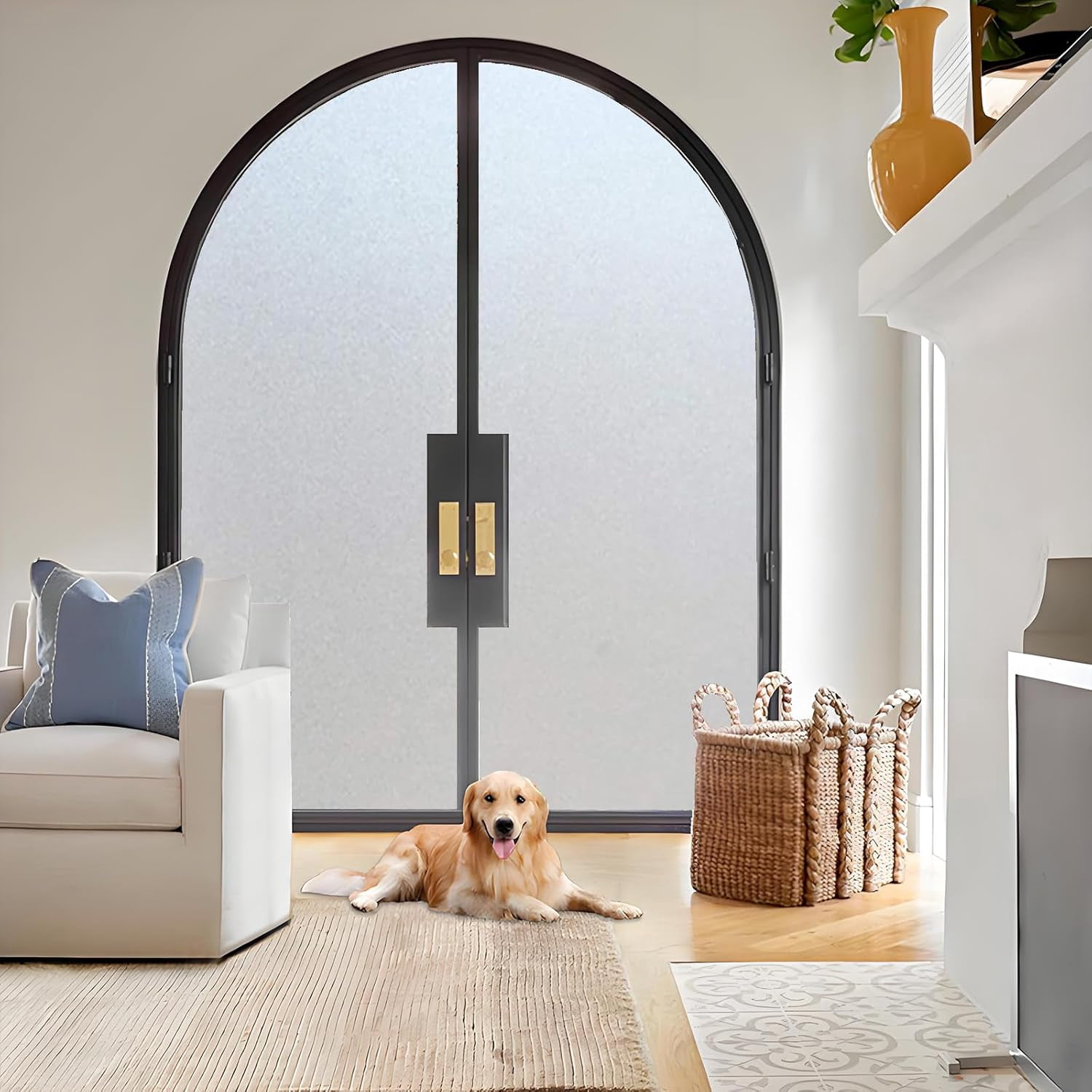 Frosted Glass Window Privacy Film Removable Heat Blocking UV Protection Static Cling Window Film for Bathroom Home Door Office Pure 17.5 x 78.7 Inches
