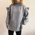 thumbnail image 4 of Ltctricy Oversized Sweaters for Women Ruffle Long Sleeve Turtleneck Loose Casual Pullover Sweaters Fall Winter Knit Sweaters(Gray,Small), 4 of 6