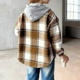 thumbnail image 4 of TSHXS Jackets For Girls Winter Clothes For Girls Girls Cute Flannel Plaid Button Down Top With Pockets Long Sleeve Hooded Jacket 10-11 Years, 4 of 6