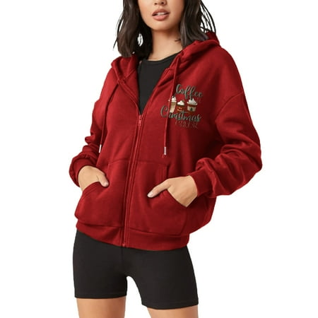 

KmaiSchai Thin Zip Up Hoodie Women Women S Casual Long Sleeve Zip Up Drawstring Coffee Print Sweatshirt Hoodie Jacket With Pockets Dog Print Scrub Jacket Women’S Hoodies