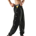 Wassery Men's Tear Away Basketball Pants High Split Snap Button Casual