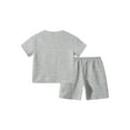 thumbnail image 3 of Fdqin Boys Shorts Sets 6Pcs Letter Print Texture Short Sleeve T-Shirt and Sports Shorts Summer Outfits for Kids White Khaki Grey 9-10 Years, 3 of 8
