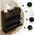 thumbnail image 6 of VOWNER Shoe Cabinet with 2 Flip Drawers & 2 Drawers, Freestanding Shoe Storage Cabinet with Adjustable Shelves, Shoe Organizer for Entryway, Hallway, Living Room (Black), 6 of 7