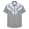 thumbnail image 4 of CONZONE Mens Buttons Down Shirts Short Sleeve Shirts for Men Trendy Western Cowboy Graphic Lapel Soft Lightweight Tops, 4 of 4