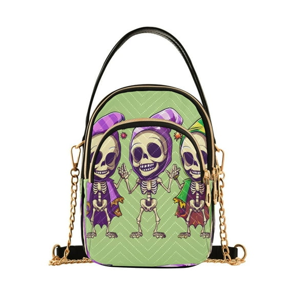 ALAZA Chain Crossbody Bags for Women Art Skull Pattern Shoulder Handbag Phone Purse
