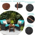 thumbnail image 6 of Spaco Patio Furniture 3 Pieces Conversation Sets Outdoor Wicker Rattan Chairs Garden Backyard Balcony Porch Poolside loveseat with Washable Cushion and Acacia Wood Tabletop-Turquoise, 6 of 9