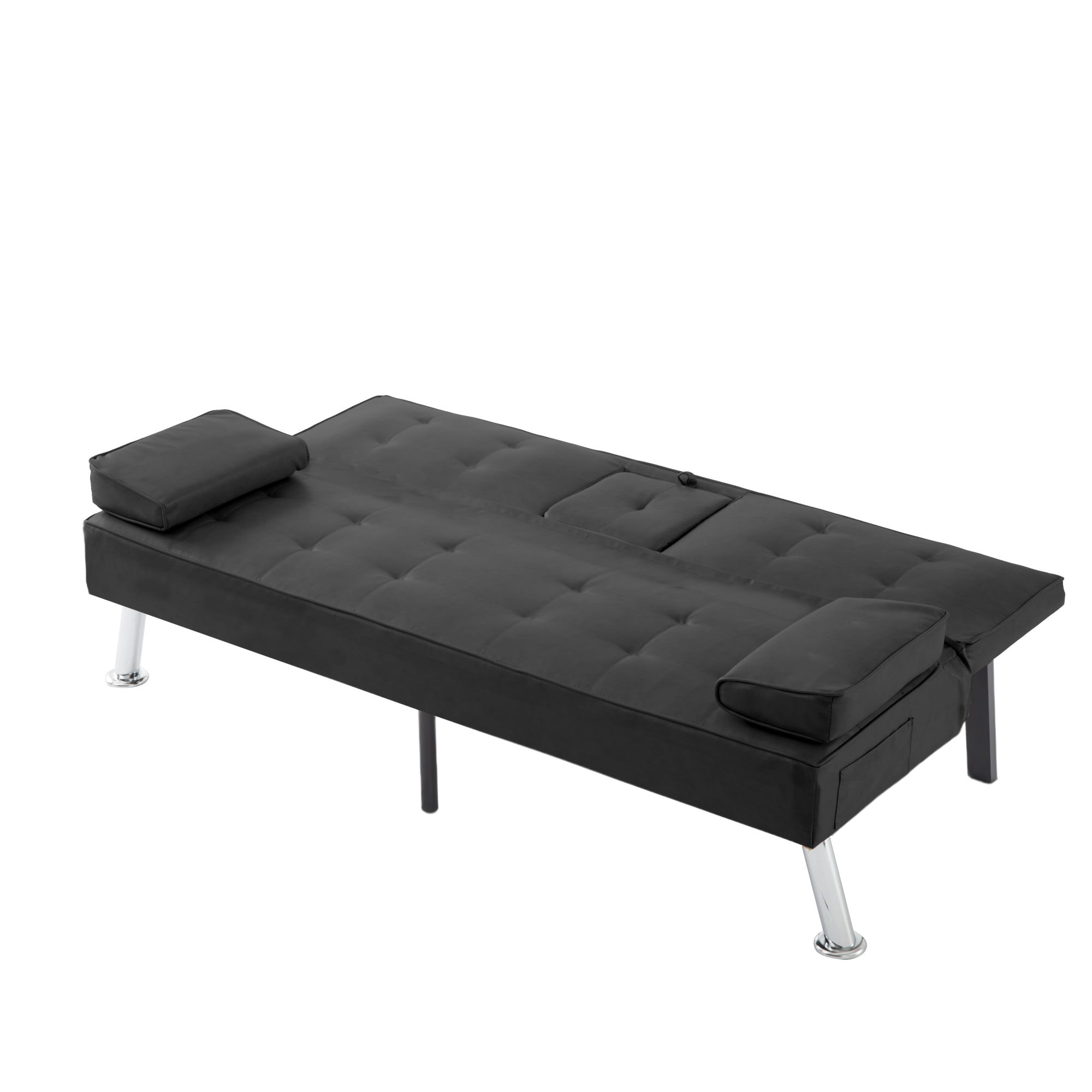 Gewnee 69.49 inch Foldable Sofa Bed,Adjustable Recliner Angle with 2 Cup Holders,Metal Chrome Legs,Suitable for Living Room/Guest Room/Office