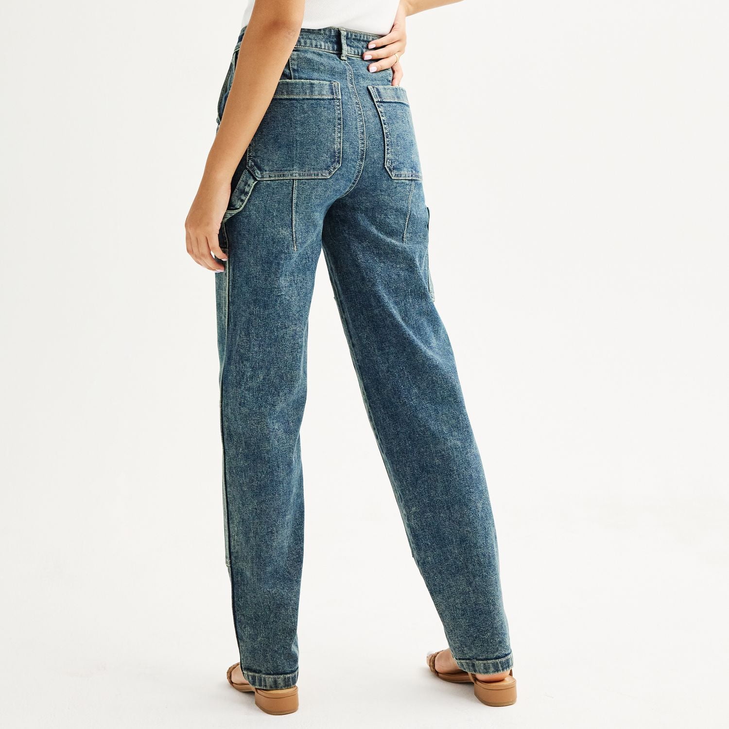 【COSYHARU】Scupper Carpenter Denim Pants Juniors' SO® High-Rise Barrel Leg Carpenter Jeans Color
