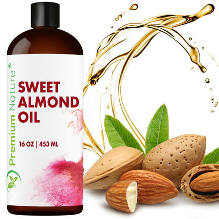 Sweet Almond Oil Best Carrier Oil - 100% Natural Pure for Skin & Hair - Cleansing Properties Evens Skin Tone Treats Irritated Skin Nourishes Moisturizes & Prevents Aging Premium (Best Carrier Oil For Hair)