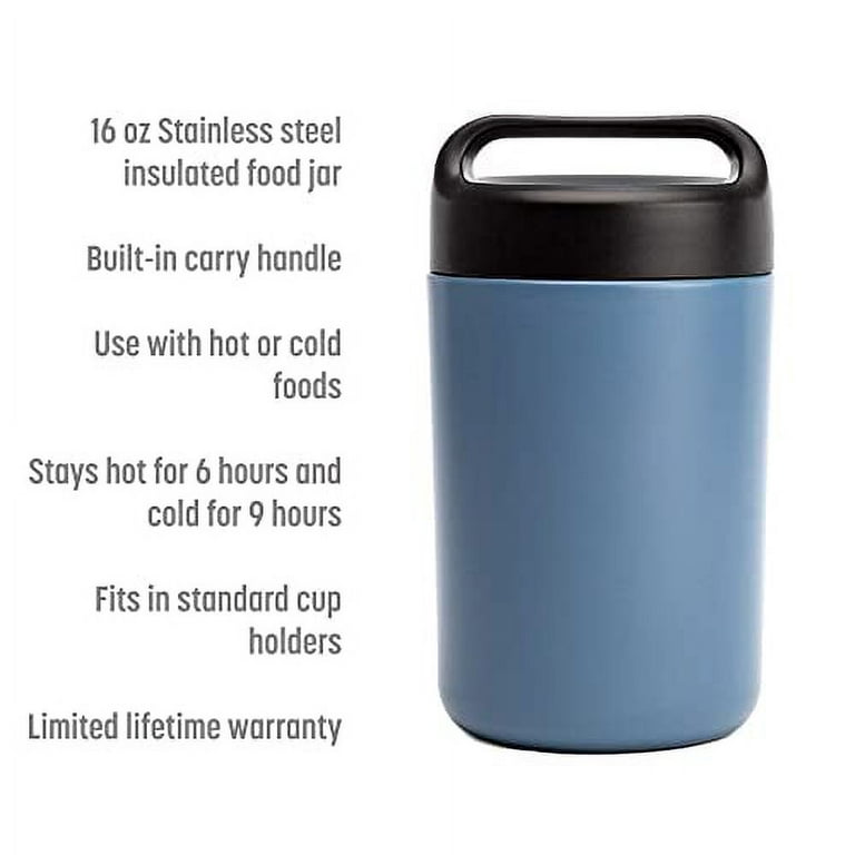 Goodful Vacuum Sealed Insulated Food Jar with Handle Lid, 16 Ounce  Stainless Steel Thermos, Lunch Container, 16 Oz, Gray
