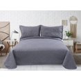 thumbnail image 4 of Marina Decoration Solid Embossed Pinsonic Coverlet Bedspread Bedding Ultra Soft Summer Quilt Set with Shams, Grey Color, 4 of 7