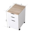 thumbnail image 6 of HomCom 24" 3-Drawer Modern Rolling Storage Cabinet Office Supply Printer Cart in White and Natural with Locking Wheels, 6 of 7