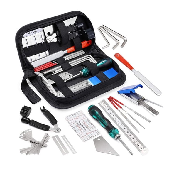 CEORPER 25Pcs Guitar Repairing Maintenance Tool Kits with Ruler Gauge Measuring Tool