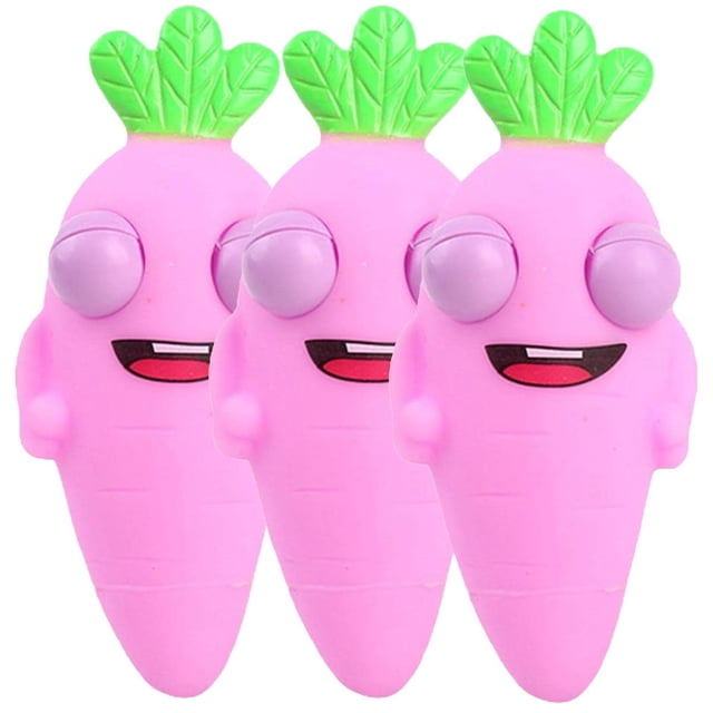 Zanahoria de Estres PopCarrotPink 3Pza Zanahoria Goma Blanda TPR Rosa/Verde. VentDepot MXPYC-003