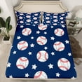 thumbnail image 2 of Manfei Boys Ball Game Twin Sheet Sets,Baseball Lovers Twin Fitted Sheet,Blue White Flat Sheet For Boys Kids,Microfiber Bedroom Decor,3 Pieces, 2 of 7