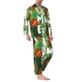 thumbnail image 2 of Sikiie Palm Leaves And Tropical Flowers Mens Pajama Set, Soft Warm Long Sleeve Sleepwear, Cozy Button-Down Pjs for Men-Large, 2 of 7