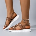 thumbnail image 2 of Dakaela Platform Sandals Women Memory Foam Strappy Orthopedic Wedges Slip on Slides Comfortable Summer Beach Walking Shoes with Back Strap Brown Size 9.5, 2 of 8