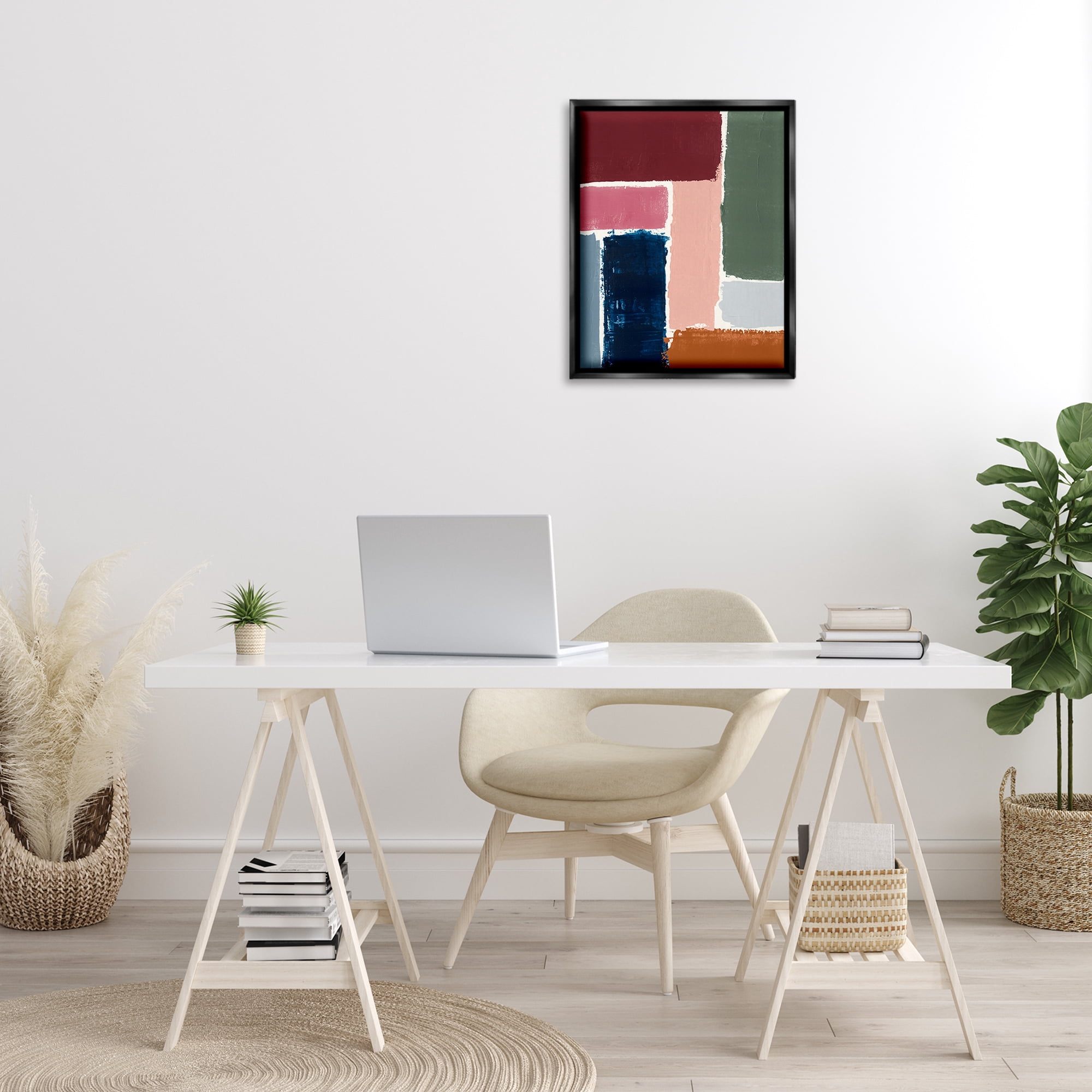 Stupell Industries Rectangular Shapes Pattern Abstract Painting Black Floater Framed Canvas Art Print Wall Art, 17 x 21