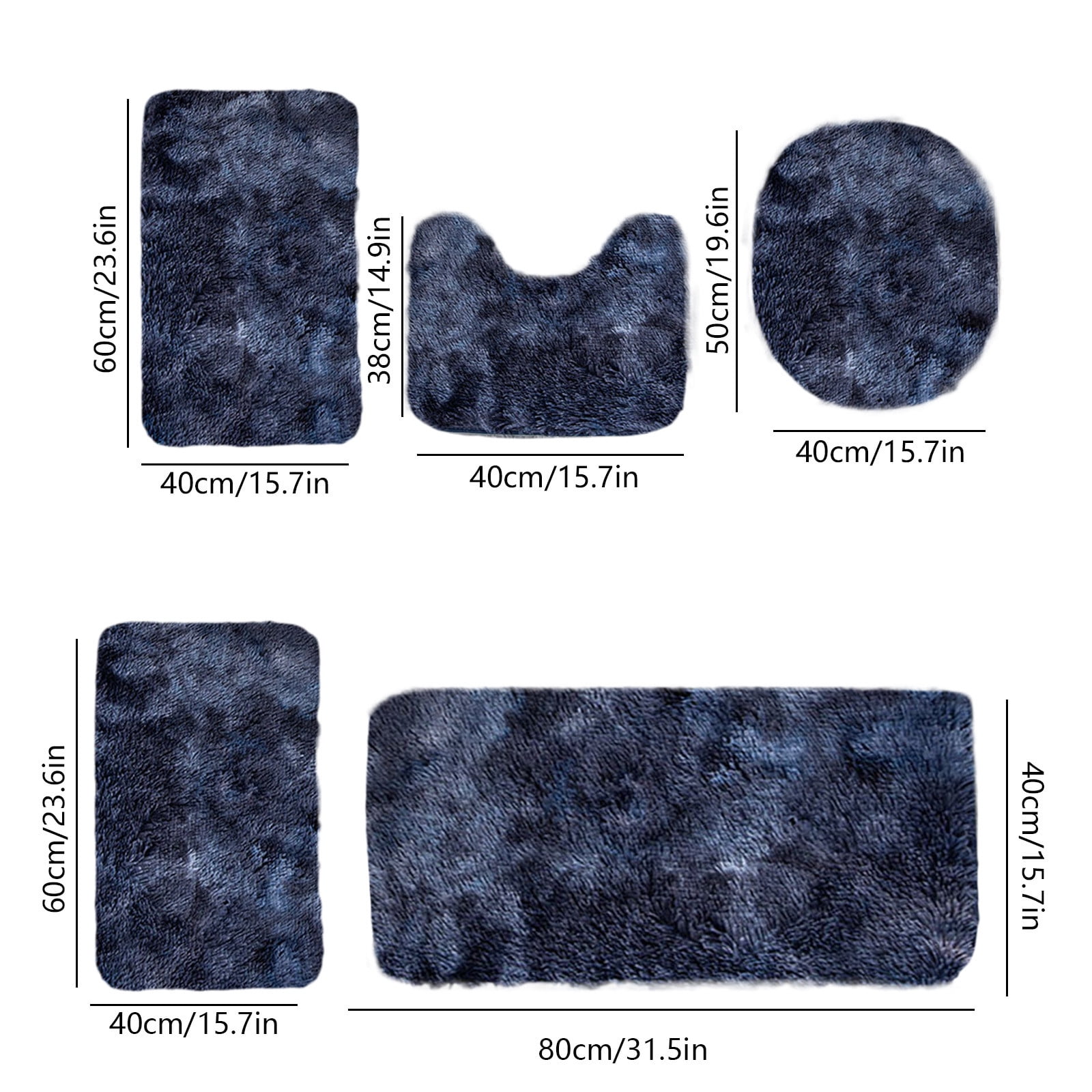 BVXEEP Bath Mat, Bathroom Rug, Mixed Colors Bath Mats 5 Set Bathroom Rugs for 5 Pcs Toilet Mats Universal Soft Comfortable Water Absorption Non-Slip Thick Machine Washable Easy Dry Dark Color