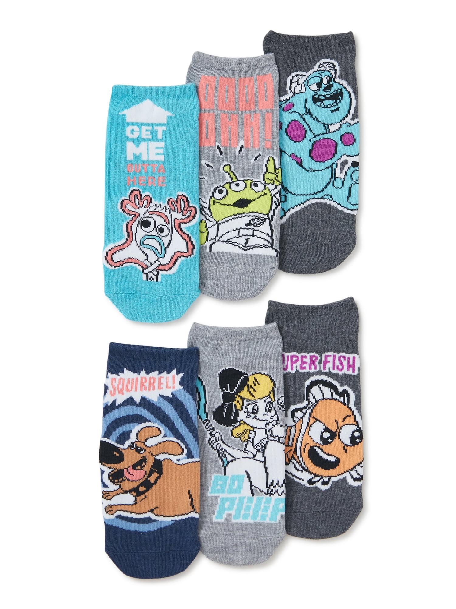 Disney Pixar Women's No Show Socks, 6-Pack