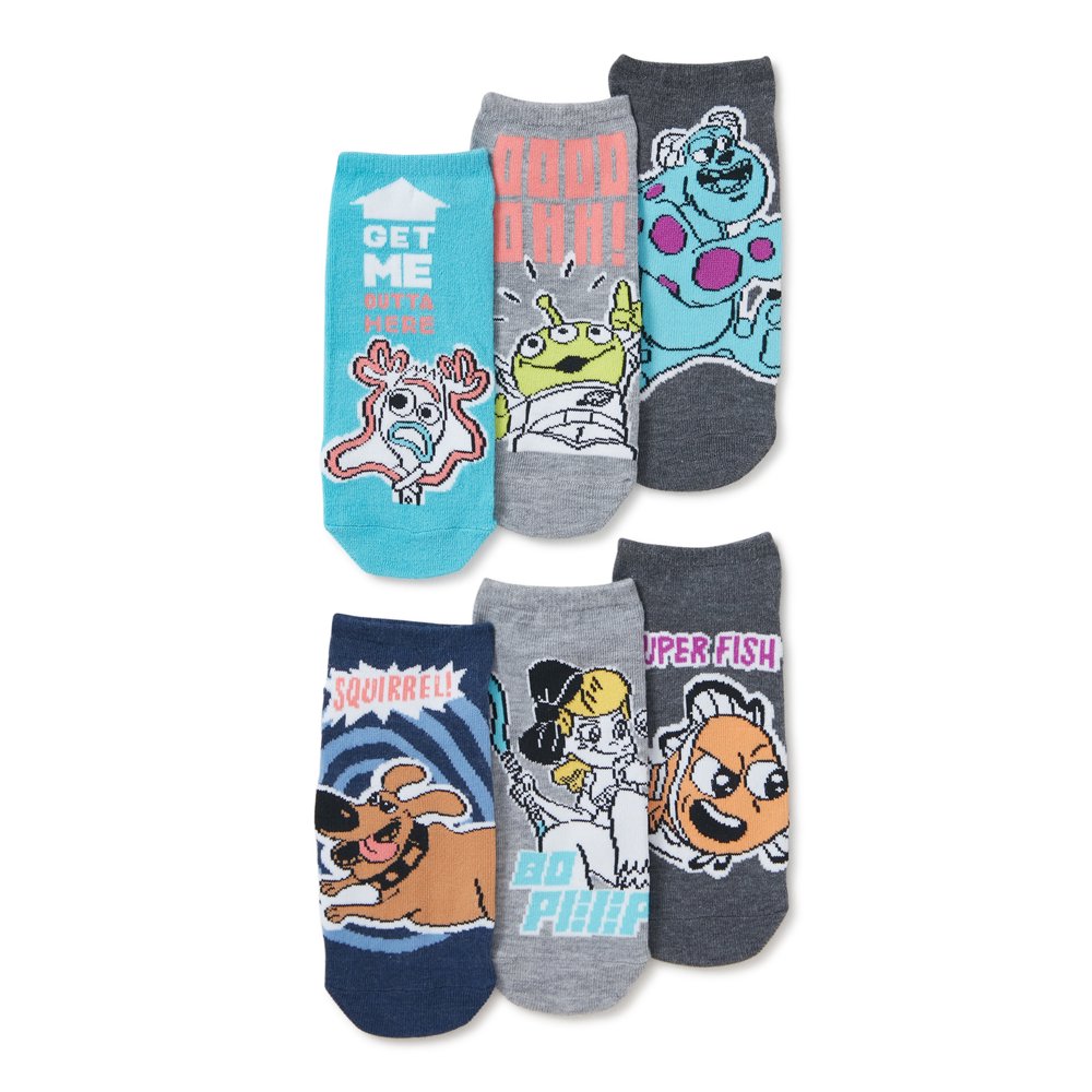 Disney Pixar Character Women's No Show Socks, 6Pack, Size 410