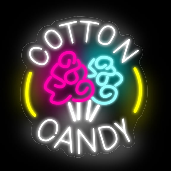 Cotton Candy Shop Neon Sign Lollipop Food Led Light Home Wall Kitchen Decor Coffee Bar Shop Store Decoration, Dessert Business Light Up Signs Candy Party Decorations for Man Cave Bar Pub