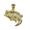 thumbnail image 2 of 925 Sterling Silver Yellow Gold Plated 1mm Cable Chain Necklace w/ Bass Fish Pendant Charm, 2 of 4