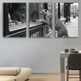 thumbnail image 2 of 3pcs Frameless Canvas Wall Art - Black and White Leopard City Reflection Triptych, Modern Decorative Vertical Spray Painting for Living Room, Office, Bar - Unique Birthday & Holiday Gift Idea, Large, 2 of 4