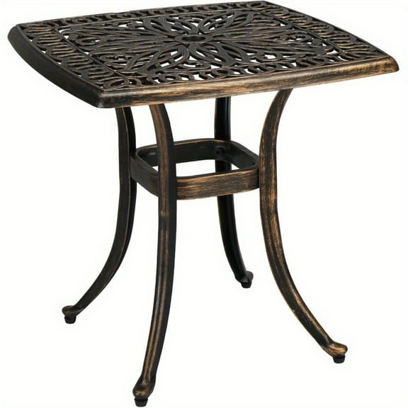 21 inch Cast Aluminum Outdoor Side Table All Weather Round Patio Table Coffee Table Porch Table Bistro Table Outdoor Table End Bronze