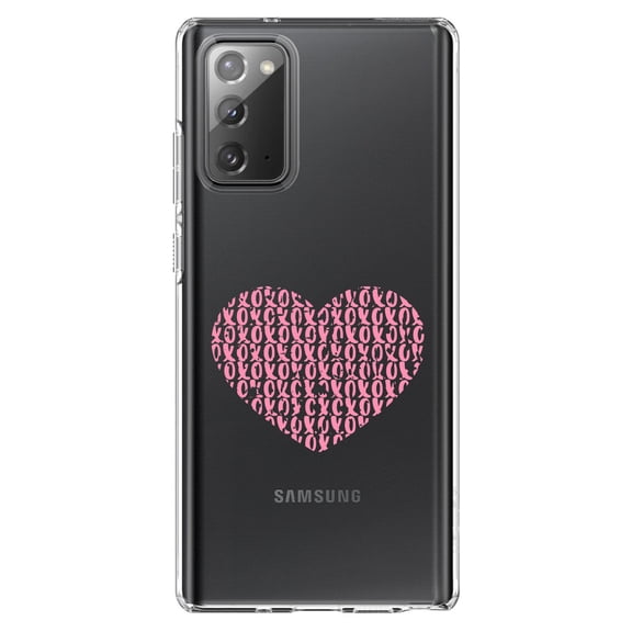 DistinctInk Clear Shockproof Hybrid Case for Galaxy Note 20 ULTRA (6.9" Screen) - TPU Bumper Acrylic Back Tempered Glass Screen Protector - XOXO Heart Pink