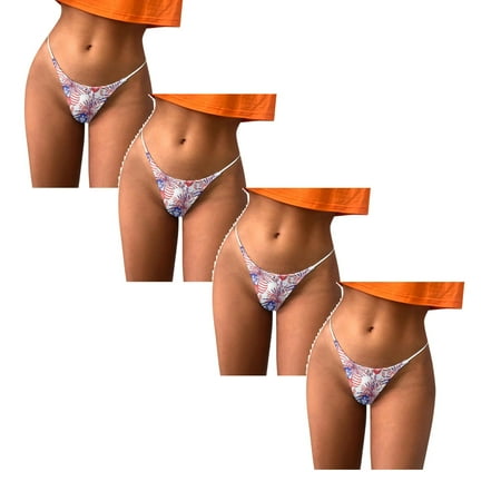 

Womens Underwear Brief Underpants Comfort Low Rise Soft T Back Panties4PC