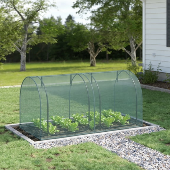 Dark Green Crop Cage Garden Plant Protector with Zippered Doors and Stakes
